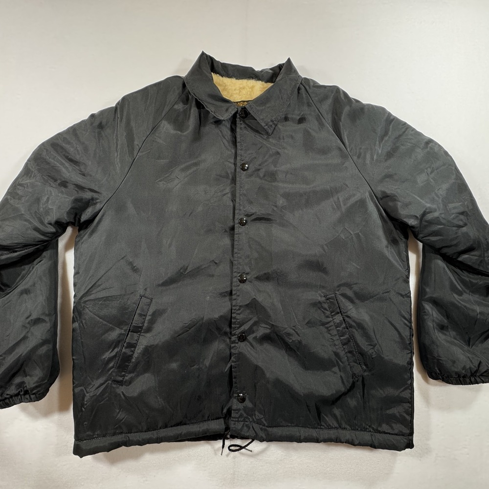 Vintage VIP Jacket Mens XL Black‎ Sherpa Lined USA Snap Front Coat